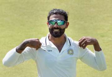 Ravindra Jadeja celebrates