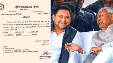 A screengrab of the notice issued by Purnia University and Bihar CM Nitish Kumar and Dy CM Tejashwi Yadav.