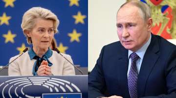 President of the European Commission, Ursula von der Leyen (L) and Russian President Vladimir Putin (R).