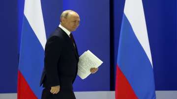 Russian President Vladimir Putin during the annual state of the nation address in Moscow.