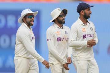 Rohit Sharma, Ravindra Jadeja and Cheteshwar Pujara