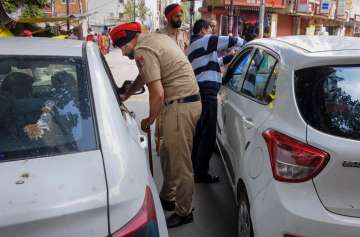 Punjab Police while searching vehicles in connection with the Amritpal Singh hideout.