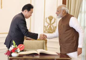 PM Modi during a meeting his Japanese counterpart Kishida in New Delhi