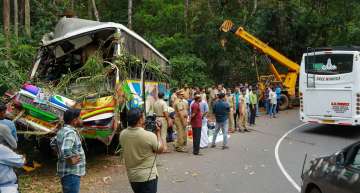 The ill-fated bus carrying devotees fell down in a gorge.