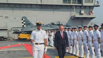 Australian PM Anthony Albanese receives guard of honour onboard India’s first indigenous aircraft carrier, INS Vikrant