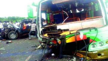 West Bengal: State-run bus rams into a car near Ishwaripur in Howrah district