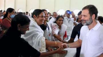 Rahul Gandhi interacts with people in Wayanad district