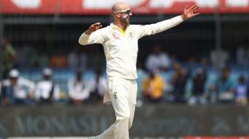 Nathan Lyon celebrates