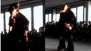 Model set on fire for Paris Fashion Week show