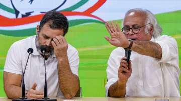 Congress leader Rahul Gandhi with party leader Jairam Ramesh.