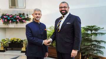 External Affairs Minister S Jaishankar with UK Foreign Secretary James Cleverly during a meeting, in New Delhi.