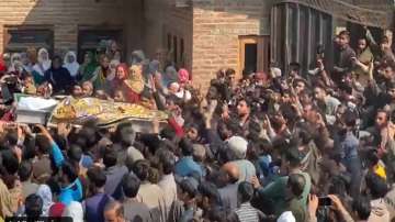 Locals protest in Jammu and Kashmir's Budgam district after a woman was brutally murdered. 