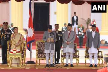 Ram Chandra Paudel takes oath as President of Nepal at the Presidential Palace in Kathmandu