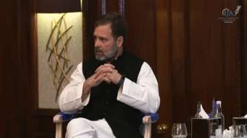 Rahul Gandhi during an interaction with the Indian Journalists Association in London