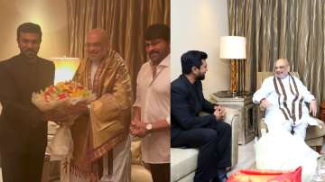 Ram Charan and Chiranjeevi meet Amit Shah