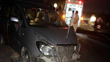 Union minister Niranjan Jyoti car collides with a truck in Karnataka.