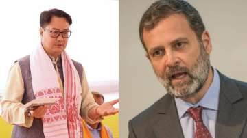 Rahul Gandhi (R) and Law Minister Kiren Rijiju (L).