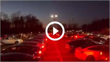 Light show of Tesla cars in sync with Naatu Naatu