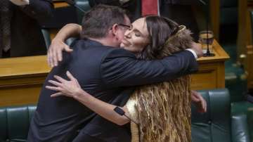 Jacinda Ardern makes her final speech to New Zealand's Parliament in Wellington.