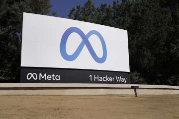 Facebook's Meta logo sign is seen at the company headquarters in Menlo Park, California