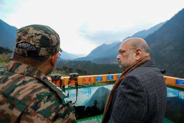 Union Home Minister Amit Shah inspects the border outpost of the Indo-Tibetan Border Police (ITBP) and took stock of the forces preparedness in Arunachal Pradesh
