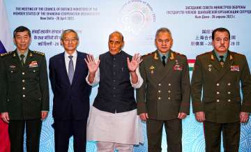  Defence Minister of Russia, General Sergei Shoigu, on the sidelines of SCO Defence Ministers meeting in New Delhi