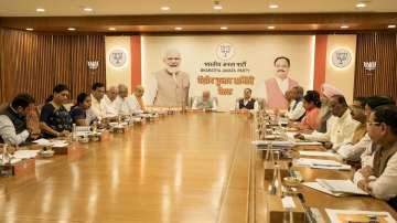 PM Modi, BJP National President JP Nadda, Union Home Minister Amit Shah, Defence Minister Rajnath Singh and other leaders during BJPs Central Election Committee meeting, ahead of the Karnataka Assembly elections, in New Delhi (File photo)