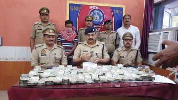 Money seized from a person at a UP railway station ahead of civic elections in the state 