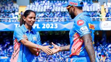 Harmanpreet Kaur at toss with Suryakumar