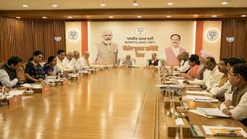 Prime Minister Narendra Modi, BJP National President JP Nadda, Union Home Minister Amit Shah other leaders during BJPs Central Election Committee meeting. (File photo)