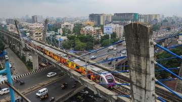 View of Mumbai Metro during service.