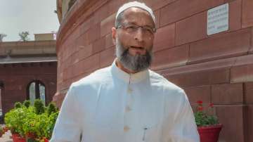 All India Majlis-e-Ittehadul (AIMIM) MP Asaduddin Owaisi at Parliament House complex.