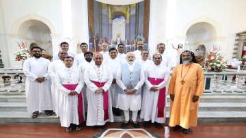 Prime Minister Narendra Modi visits Sacred Heart Cathedral Catholic Church in Delhi on the occasion of Easter.