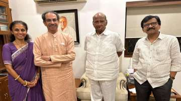 From Left to Right: NCP leader Supriya Sule, Uddhav Thackeray, NCP chief Sharad Pawar, and Sanjay Raut