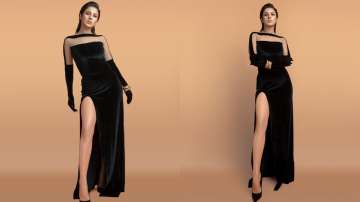 Shehnaaz Gills looks stunning in a black velvet gown