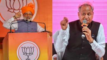 Prime Minister Narendra Modi (L) and Rajasthan CM Ashok Gehlot.