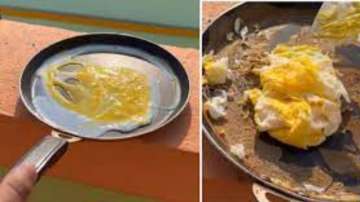 West Bengal man cooks omelette on terrace