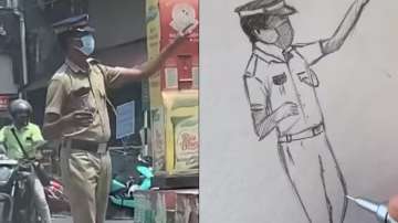 Artist's sketch brings smile to traffic cop's face