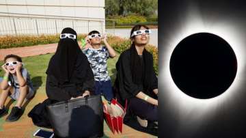 People watching the solar eclipse. 