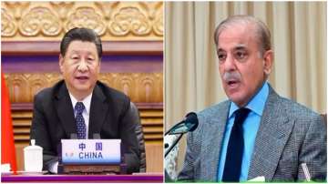 Chinese President Xi Jinping (left) and Pakistan Prime Minister Shehbaz Sharif (right) 