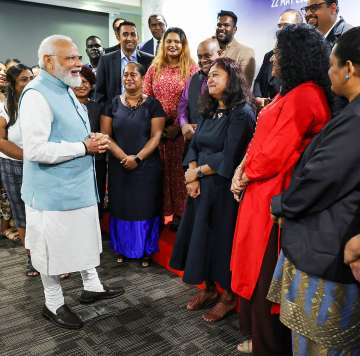 PM Modi while interacting with the Indian diaspora.