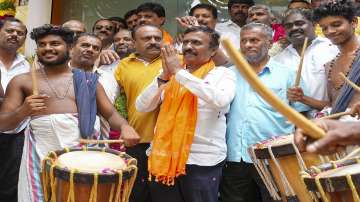 BJP candidate for Jayanagar Constituency CK Ramamurthy during an election campaign.