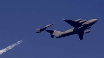Indian Air Force C17 Globemaster, bottom, with fighter aircraft Su30 during a fly past. (Representational image)