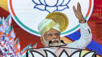 Prime Minister Narendra Modi addresses a public meeting in support of BJP candidates, ahead of Assembly polls, in Karnataka.