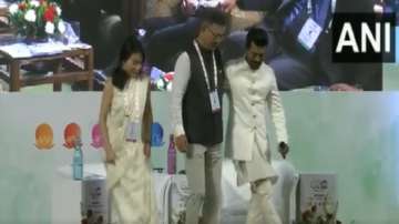 Actor Ram Charan dances to the tunes of 'Naatu Naatu' song from RRR movie, in Srinagar, on the sidelines of the G20 event.