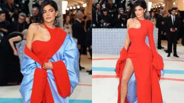 Met Gala 2023: Kylie Jenner goes bold in fiery red high-slit gown. See pics here