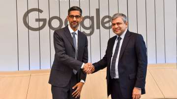 Ashwini Vaishnaw with Google CEO Sundar Pichai at Google headquarter 