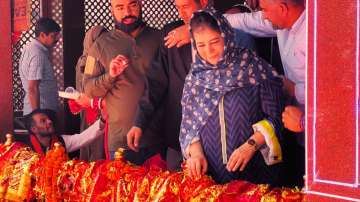  PDP chief Mehbooba Mufti joins the MehboobaMuftiannual Kheer Bhawani mela with Kashmiri Pandits in Ganderbal.

