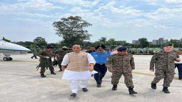 Rajouri encounter: 1 terrorist killed; Rajnath Singh, Army chief visits 'Operation Trinetra' site.