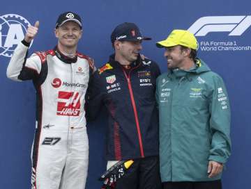 Nico Hulkenberg, Max Verstappen and Fernando Alonso